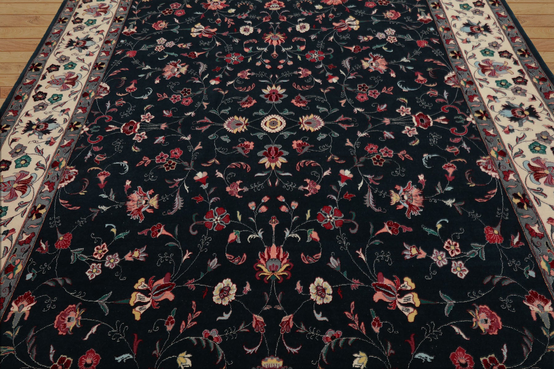 8x10 Teal, Ivory, Pink Color Hand Knotted Pak Persian  Wool Traditional Oriental Rug
