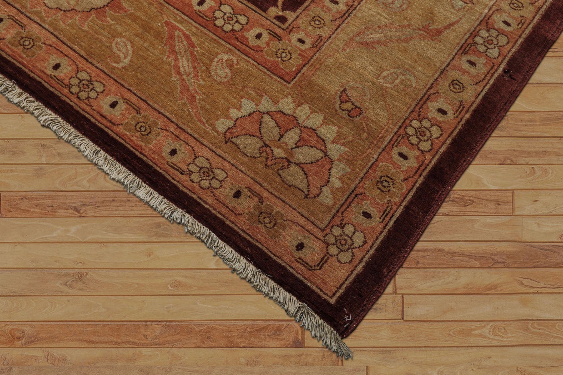 8x10 Maroon, Blush, Peach Color Hand Knotted Agra Wool Traditional Oriental Rug