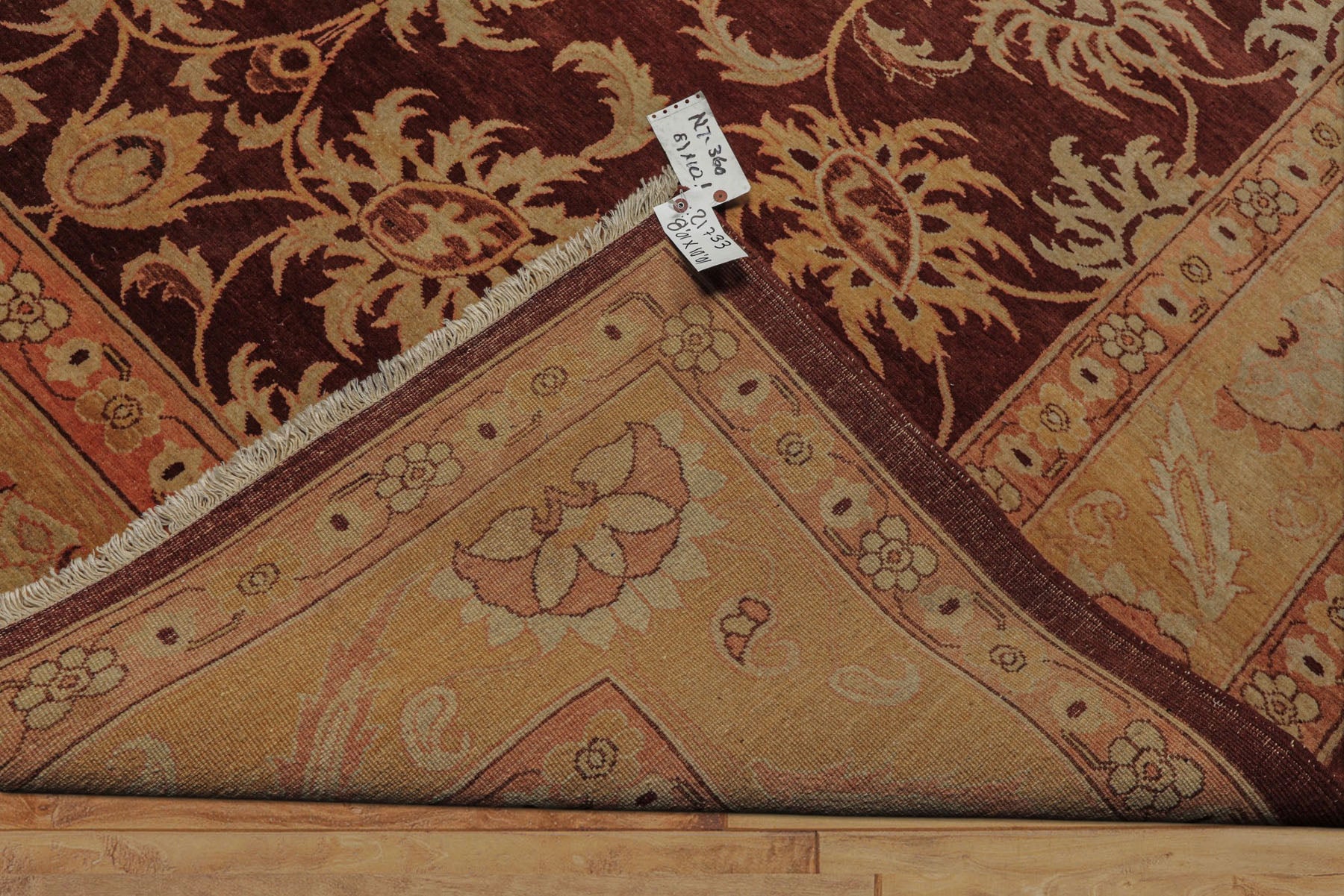 8x10 Maroon, Blush, Peach Color Hand Knotted Agra Wool Traditional Oriental Rug