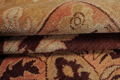 8x10 Maroon, Blush, Peach Color Hand Knotted Agra Wool Traditional Oriental Rug