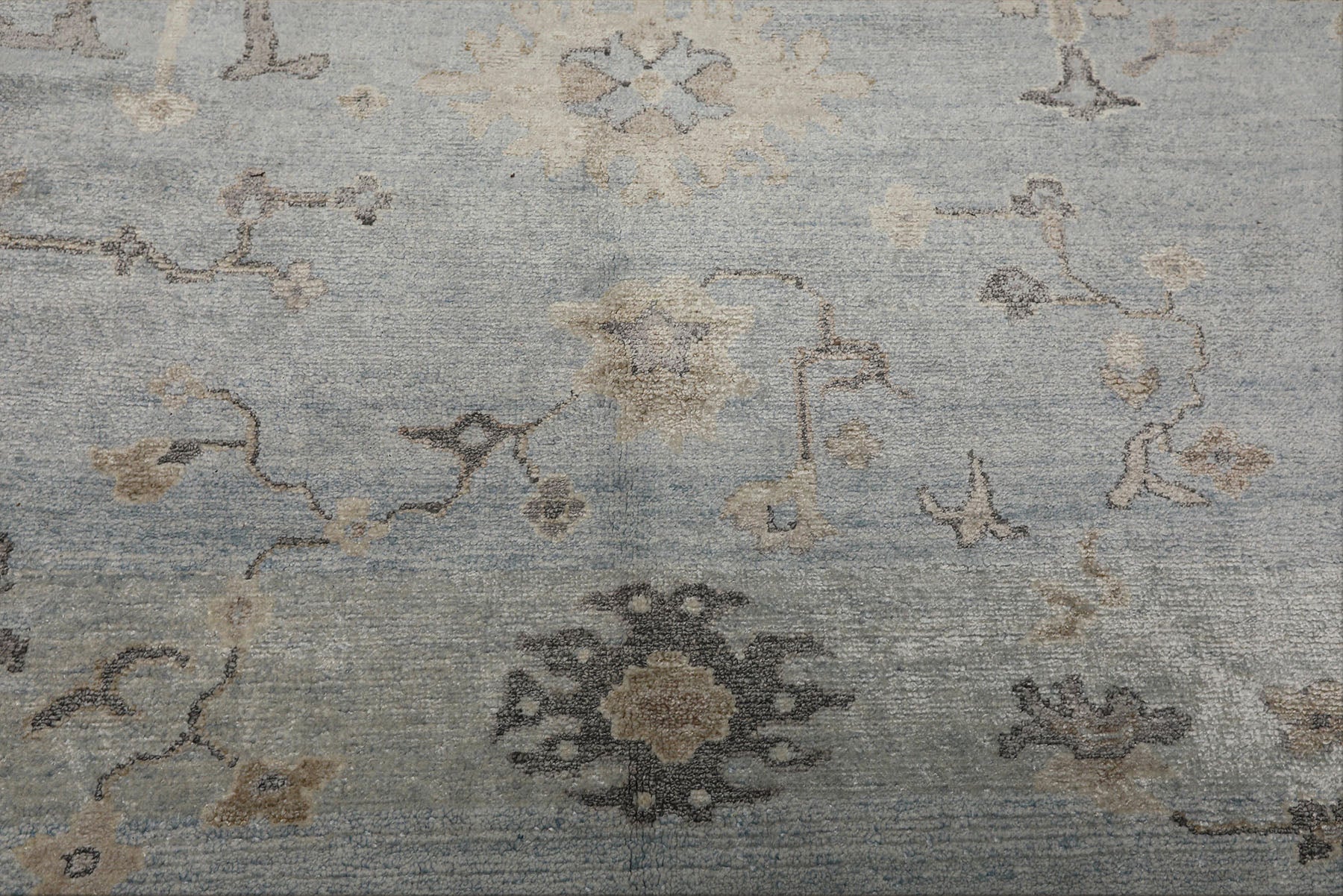 8x10 Blue, Beige, Brown Color Hand Knotted Oushak Bamboo Silk Traditional Oriental Rug