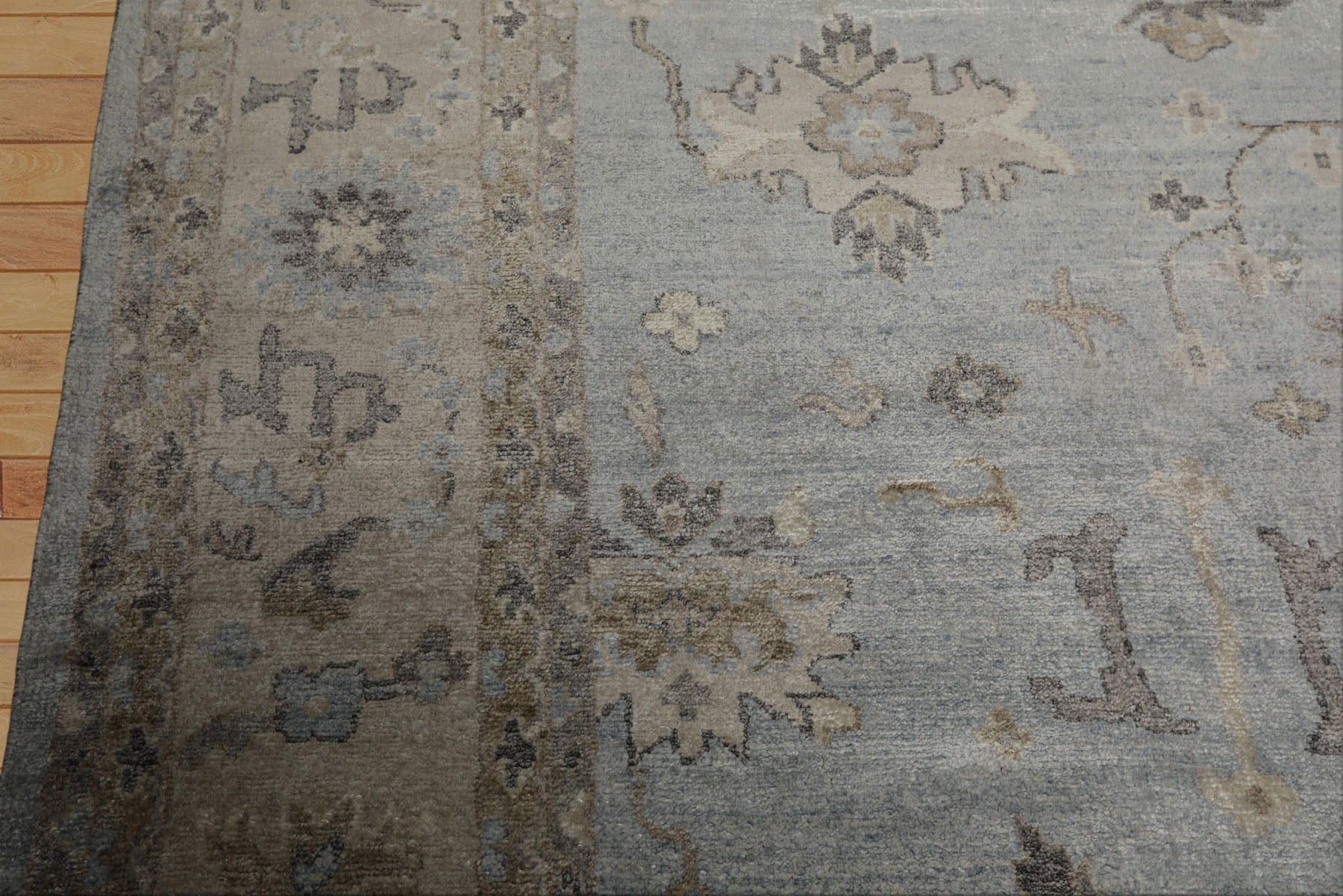 8x10 Blue, Beige, Brown Color Hand Knotted Oushak Bamboo Silk Traditional Oriental Rug