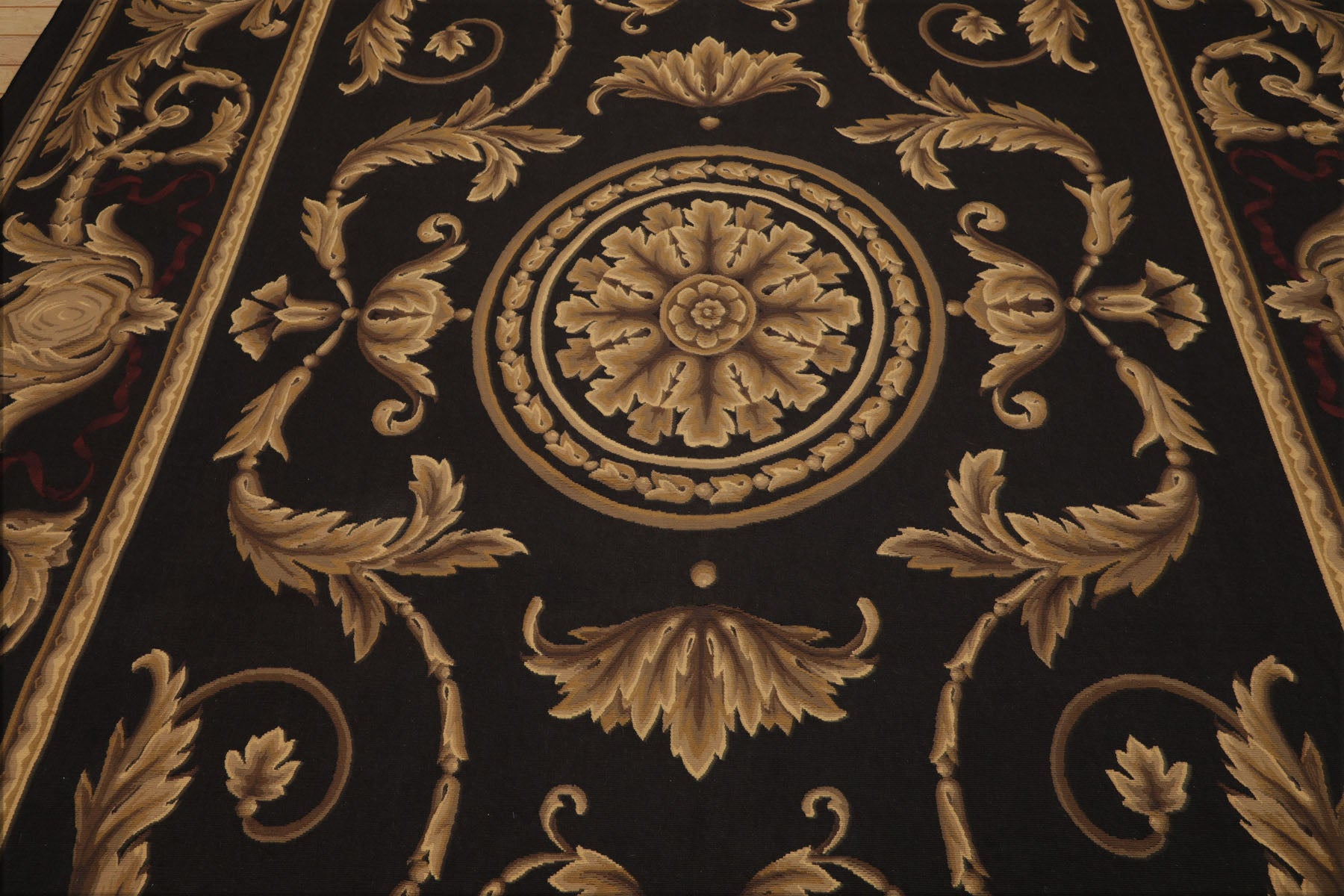 9x12 Chocolate, Gold, Brown Color Hand Woven French Aubusson Flatweave Wool Traditional Oriental Rug