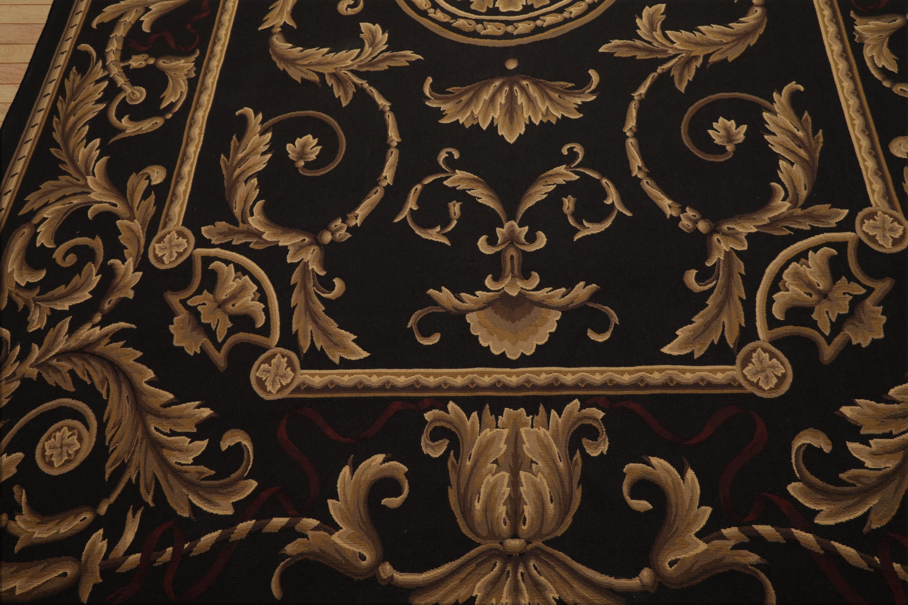 9x12 Chocolate, Gold, Brown Color Hand Woven French Aubusson Flatweave Wool Traditional Oriental Rug