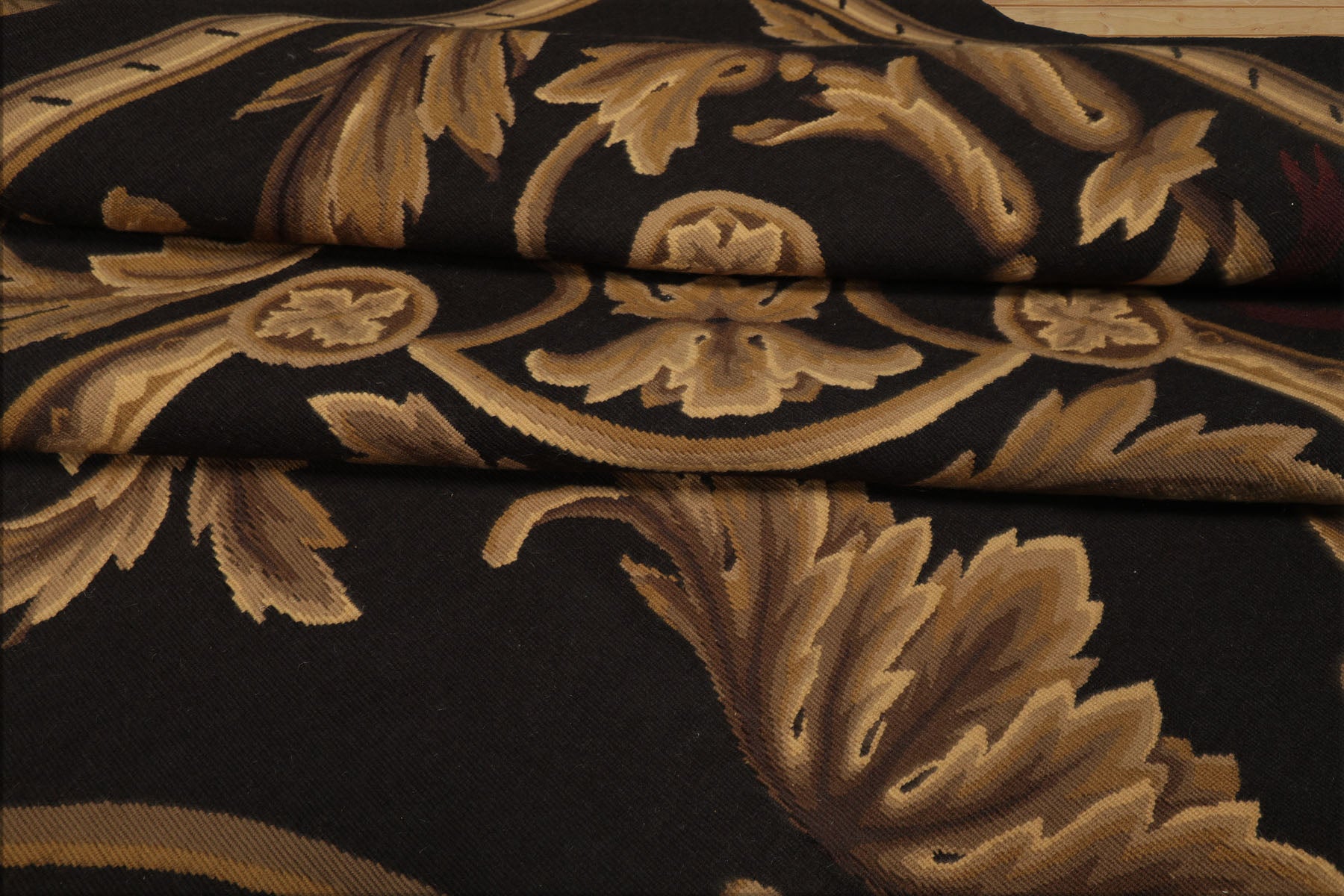 9x12 Chocolate, Gold, Brown Color Hand Woven French Aubusson Flatweave Wool Traditional Oriental Rug