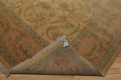 9x12 Light Gold, Brown, Green Color Hand Knotted Oushak Wool Traditional Oriental Rug