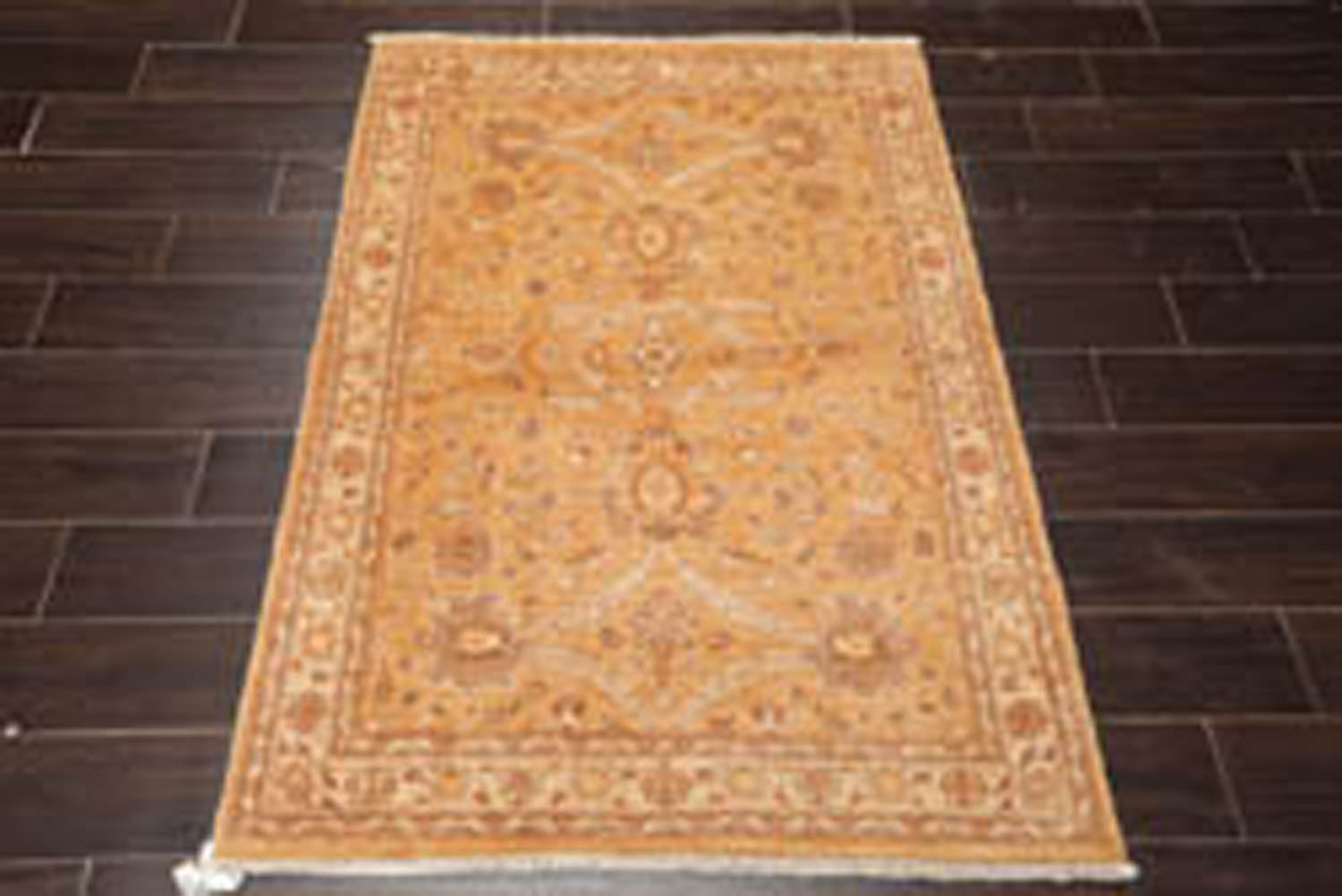 3x5 Caramel, Beige, Taupe Color Hand Knotted All-Over 100% Wool Traditional Oriental Rug