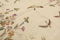 5x8 Beige, Sage, Lavender Color Hand Woven French Needlepoint Wool Traditional Oriental Rug