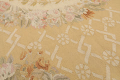 4x6 Khaki, Beige, Blush Color Hand Woven French Aubusson Wool Traditional Oriental Rug