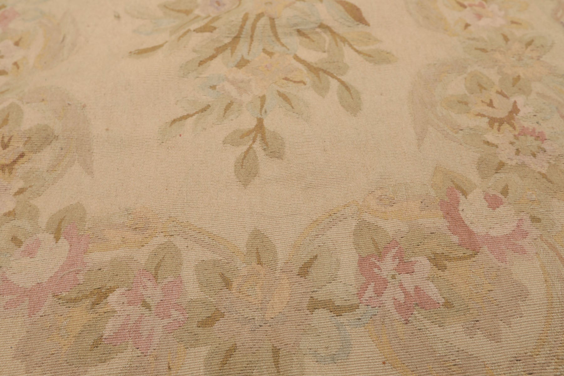 4x6 Beige, Tan, Peach Color Hand Woven French Aubusson Wool Traditional Oriental Rug