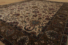 8x10 Ivory, Olive, Green Color Hand Knotted Kashan Wool Traditional Oriental Rug
