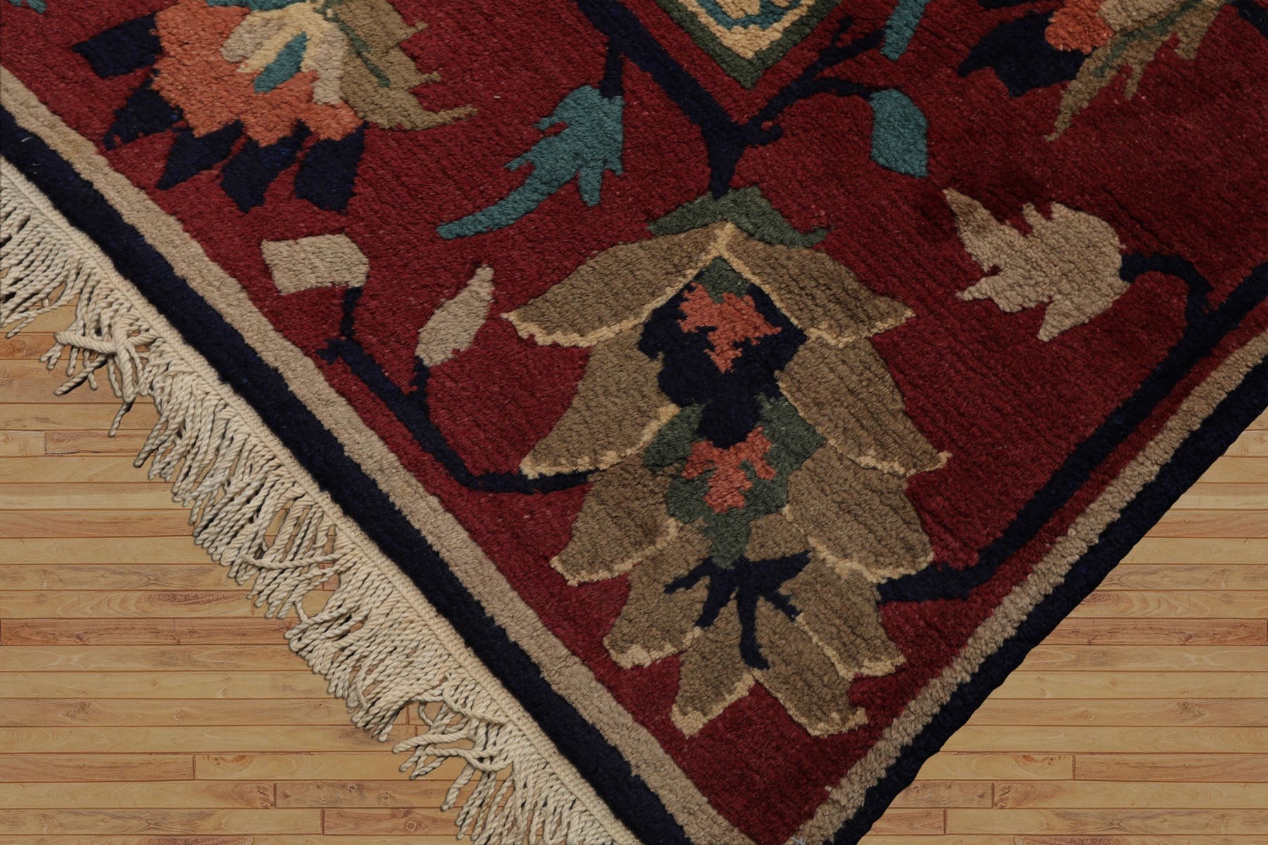 8x10 Navy, Rust, Ivory Color Hand Knotted Tibetan Wool Arts & Crafts Oriental Rug