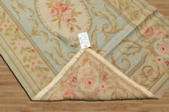 3x5 Aqua, Mint, Gold Color Hand Woven French Needlepoint Wool Traditional Oriental Rug