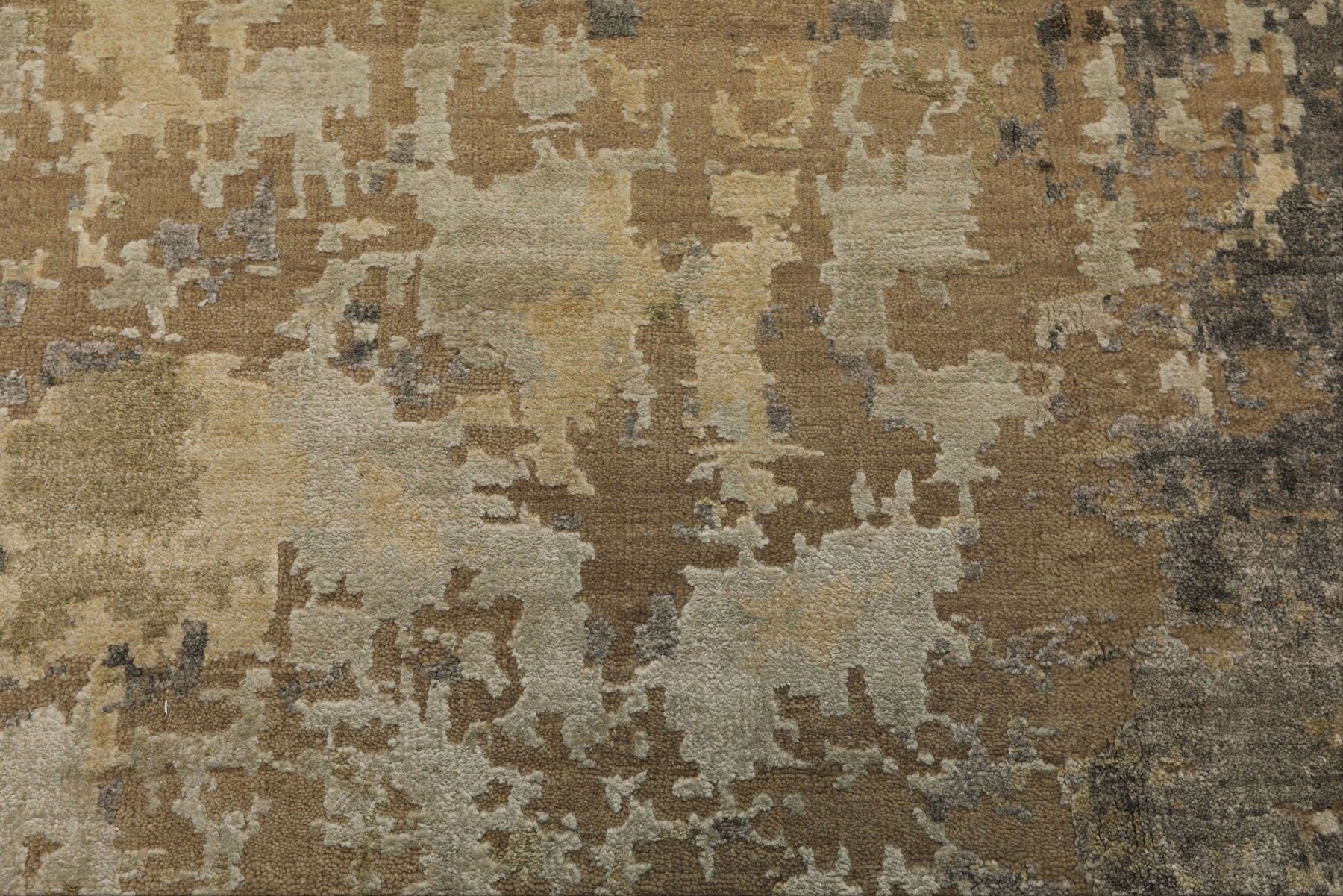 8x10 Brown, Gray, Beige Color Hand Knotted Sherpa Wool & Bamboo Silk Modern Oriental Rug