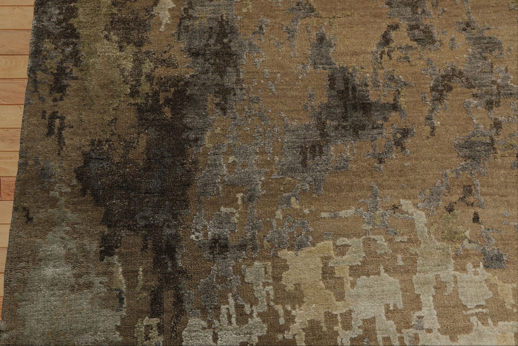 8x10 Brown, Gray, Beige Color Hand Knotted Sherpa Wool & Bamboo Silk Modern Oriental Rug