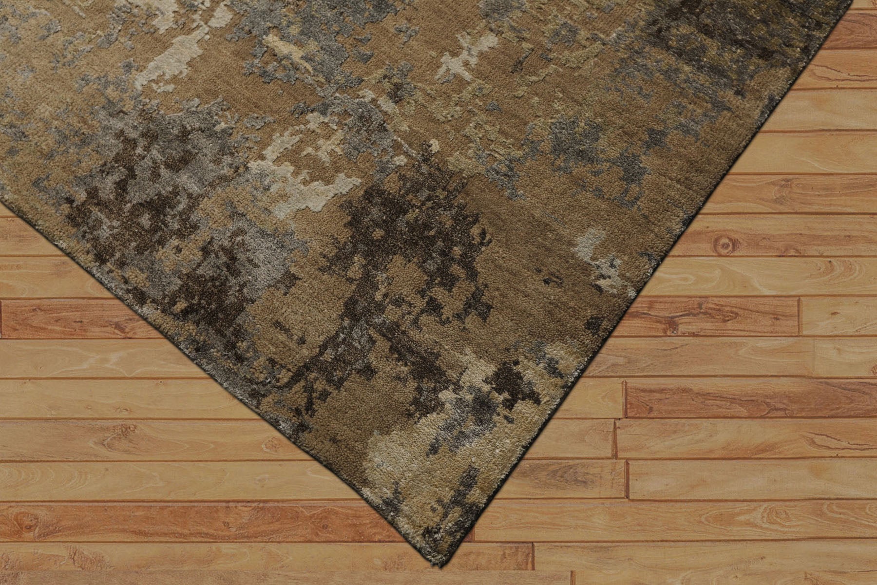 8x10 Brown, Gray, Beige Color Hand Knotted Sherpa Wool & Bamboo Silk Modern Oriental Rug