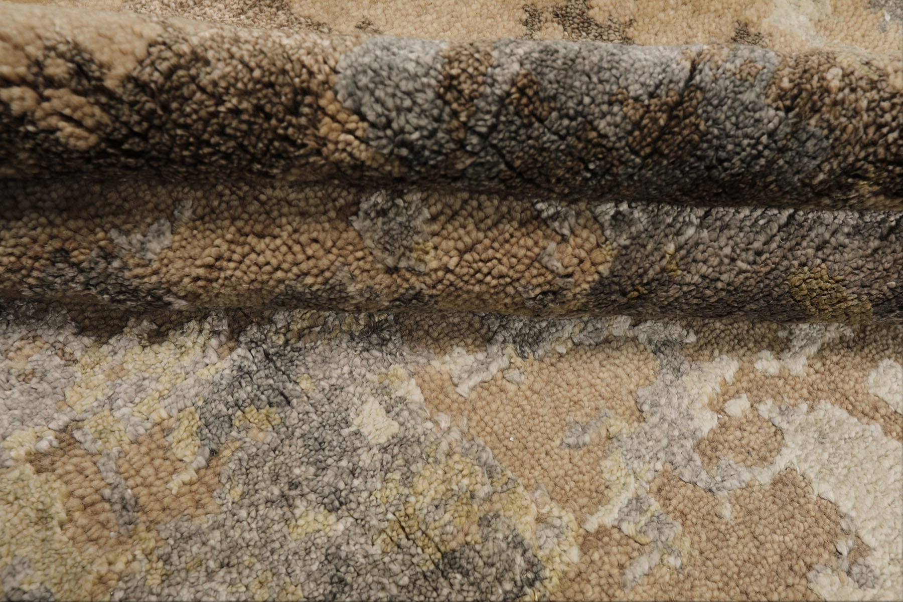 8x10 Brown, Gray, Beige Color Hand Knotted Sherpa Wool & Bamboo Silk Modern Oriental Rug