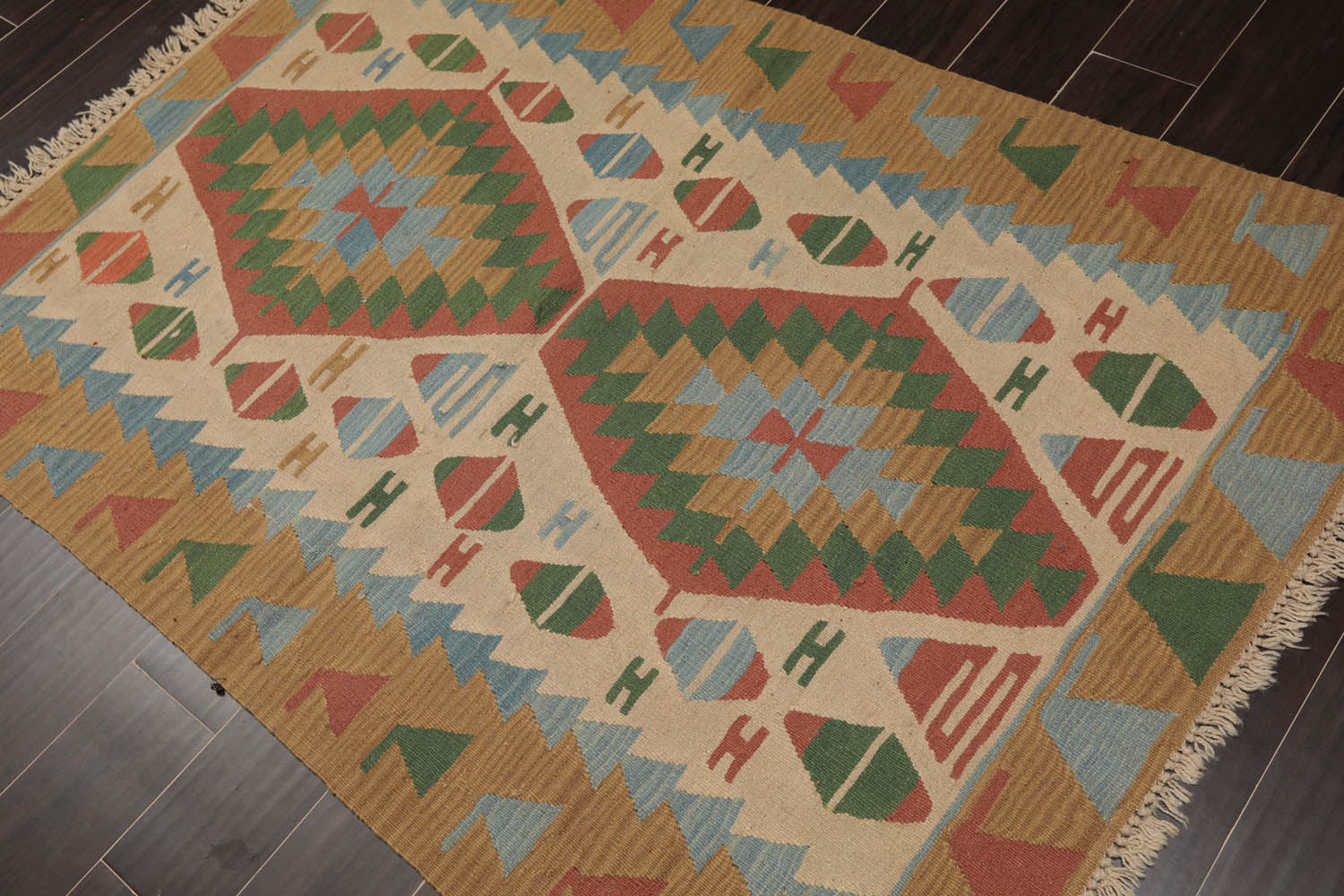 4x6 Beige, Rust, Green Color Hand Woven All-Over 100% Wool Traditional Oriental Rug