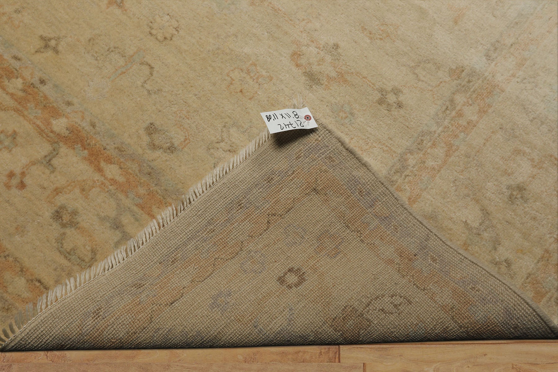9x12 Beige, Tan, Gray Color Hand Knotted Oushak Wool Traditional Oriental Rug