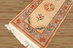 2x4 Ivory, Taupe, Brown Color Hand Knotted Chinese Art Deco Wool Traditional Oriental Rug