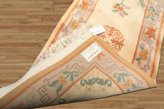 2x4 Ivory, Taupe, Brown Color Hand Knotted Chinese Art Deco Wool Traditional Oriental Rug