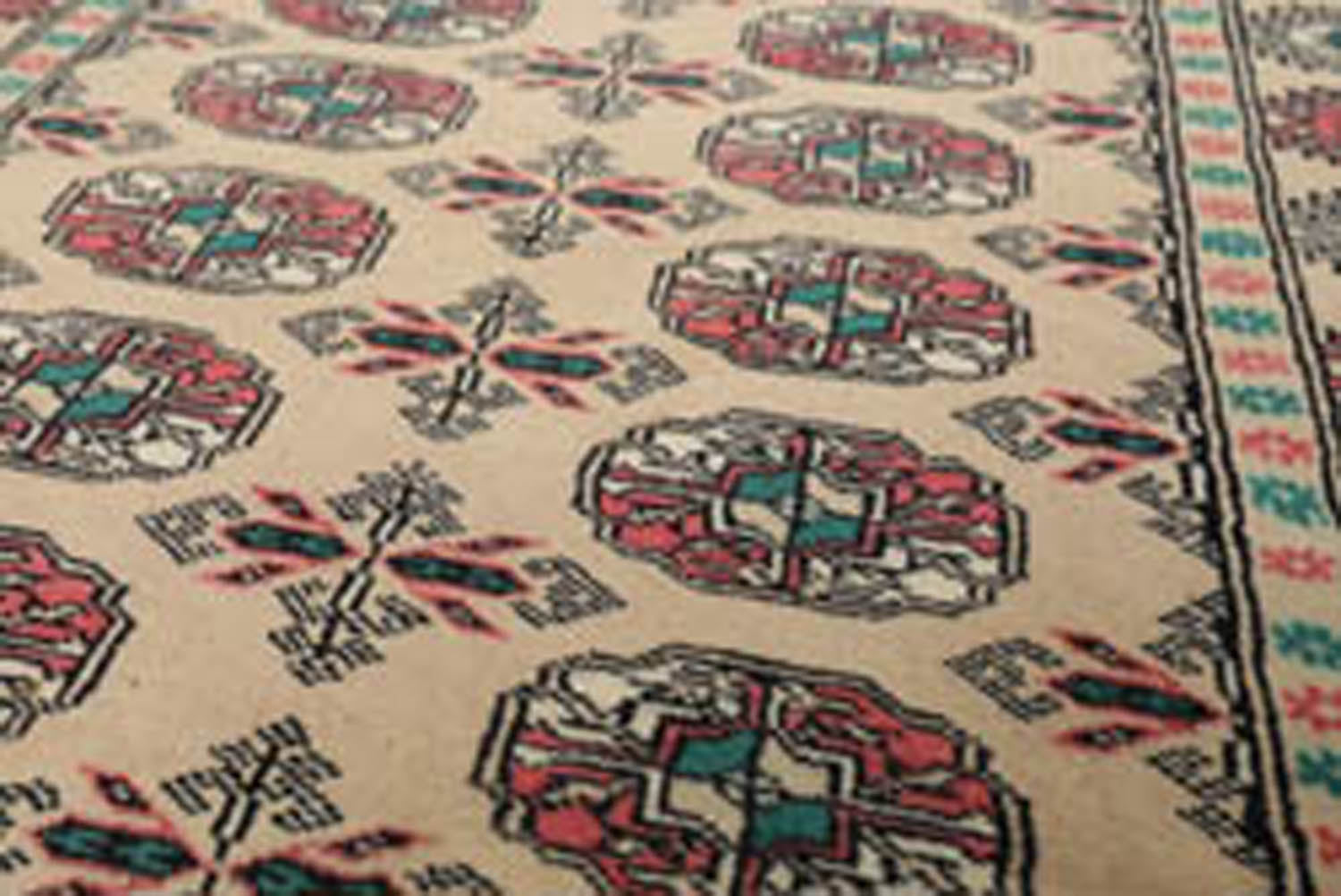 3x5 Beige, Turquoise, Rose Color Hand Knotted All-Over 100% Wool Traditional Oriental Rug