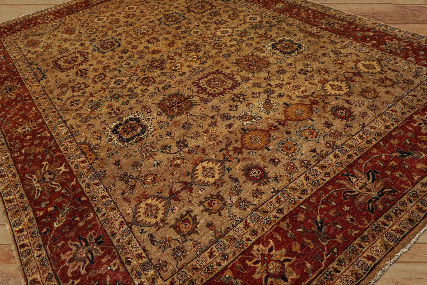 9x12 Brown, Rust, Beige Color Hand Knotted Agra Wool Traditional Oriental Rug
