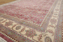 8x10 Faded Plum, Ivory, Sage Color Hand Knotted Agra New Zealand Wool Traditional Oriental Rug