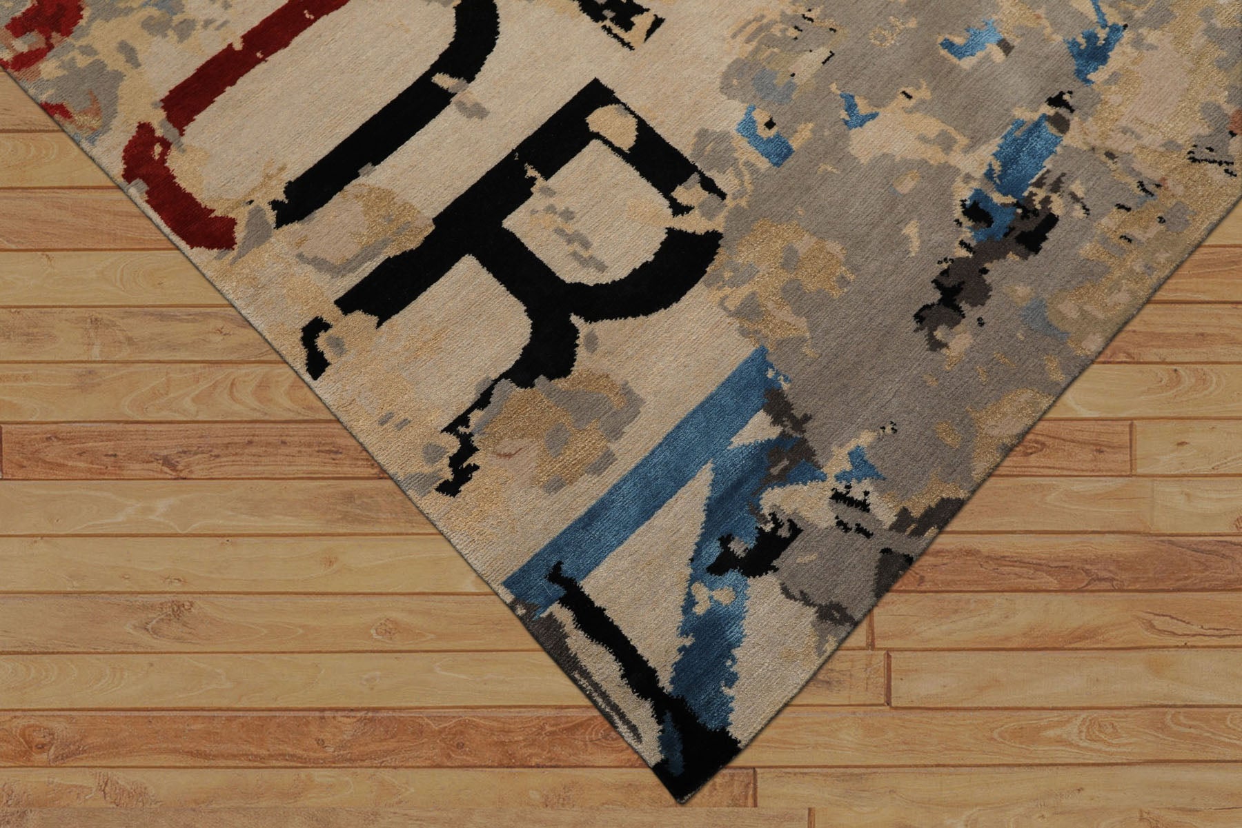 8x10 Beige, Aqua, Lime Color Hand Knotted Sherpa Wool & Bamboo Silk Modern Oriental Rug