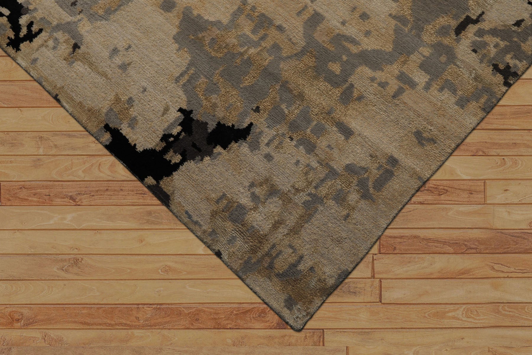 8x10 Beige, Aqua, Lime Color Hand Knotted Sherpa Wool & Bamboo Silk Modern Oriental Rug