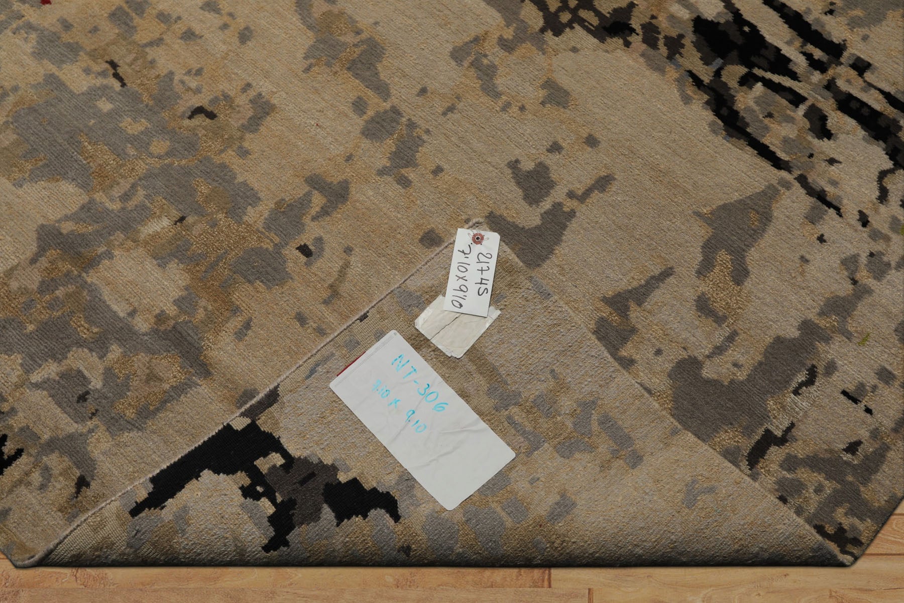 8x10 Beige, Aqua, Lime Color Hand Knotted Sherpa Wool & Bamboo Silk Modern Oriental Rug