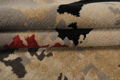 8x10 Beige, Aqua, Lime Color Hand Knotted Sherpa Wool & Bamboo Silk Modern Oriental Rug