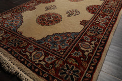 Palace Ivory, Burnt Orange, Blue Color Hand Knotted All-Over 100% Wool Traditional Oriental Rug