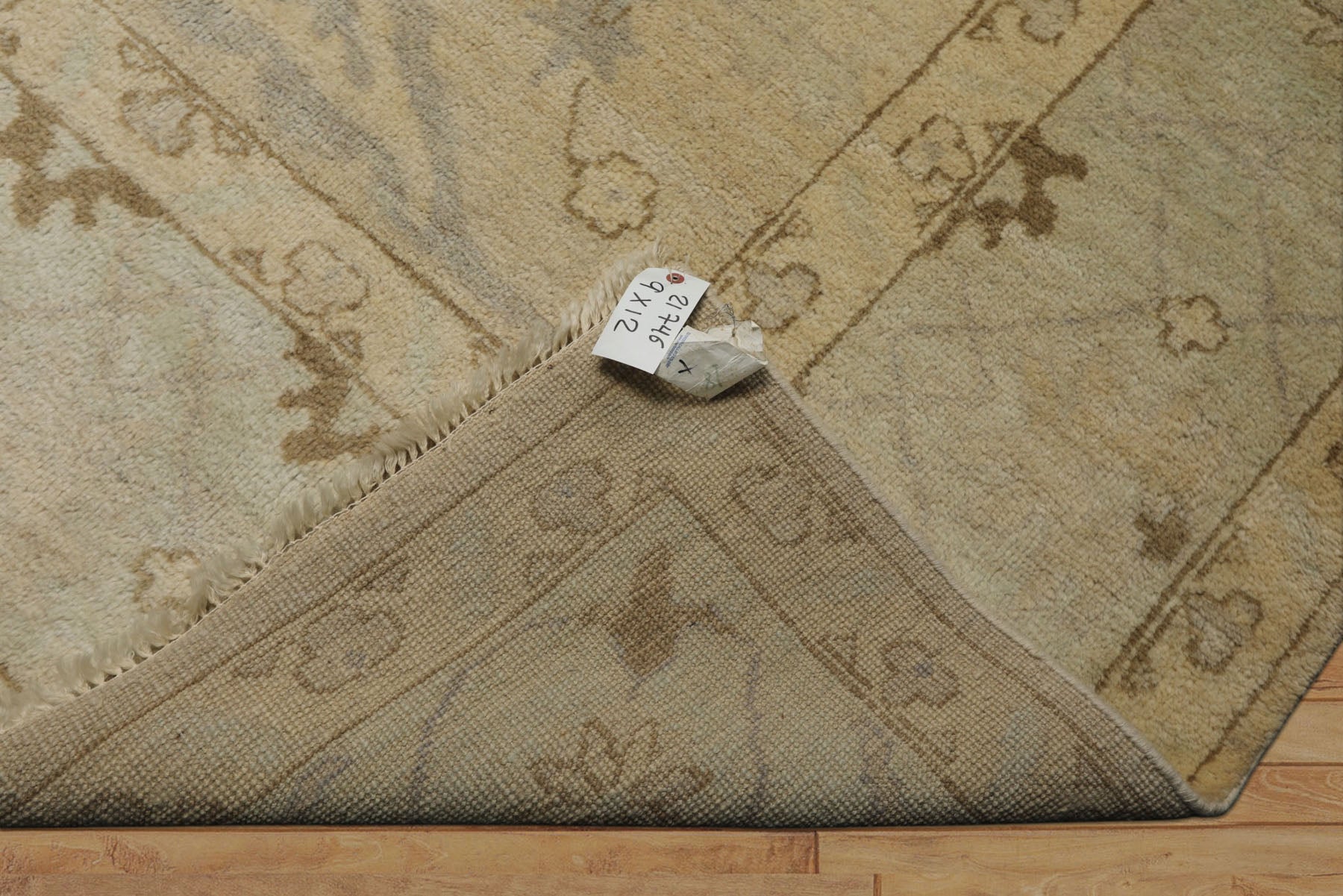 9x12 Beige, Seafoam, Brown Color Hand Knotted Oushak Wool Transitional Oriental Rug