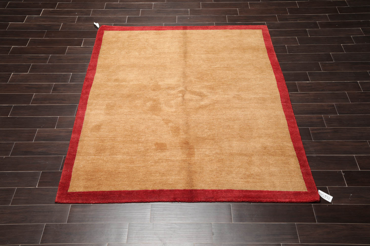 Square Gold, Red, Color Hand Knotted All-Over 100% Wool Modern Oriental Rug