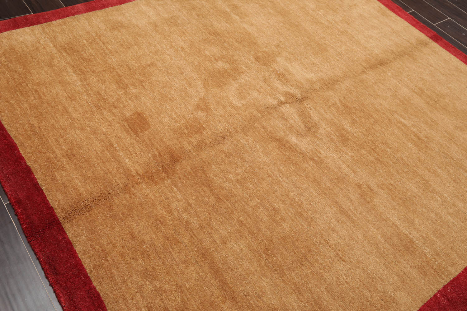 Square Gold, Red, Color Hand Knotted All-Over 100% Wool Modern Oriental Rug