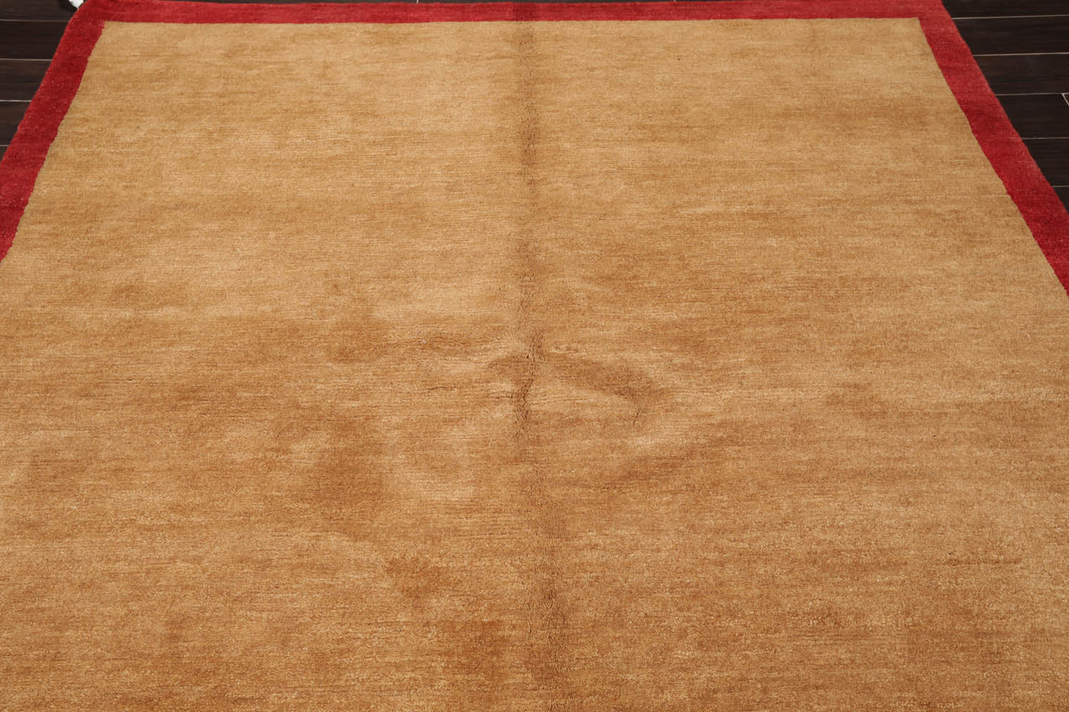 Square Gold, Red, Color Hand Knotted All-Over 100% Wool Modern Oriental Rug