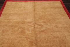 Square Gold, Red, Color Hand Knotted All-Over 100% Wool Modern Oriental Rug