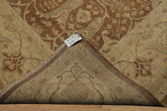 9x12 Brown, Beige, Aqua Color Hand Knotted Peshawar Wool Transitional Oriental Rug
