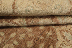 9x12 Brown, Beige, Aqua Color Hand Knotted Peshawar Wool Transitional Oriental Rug