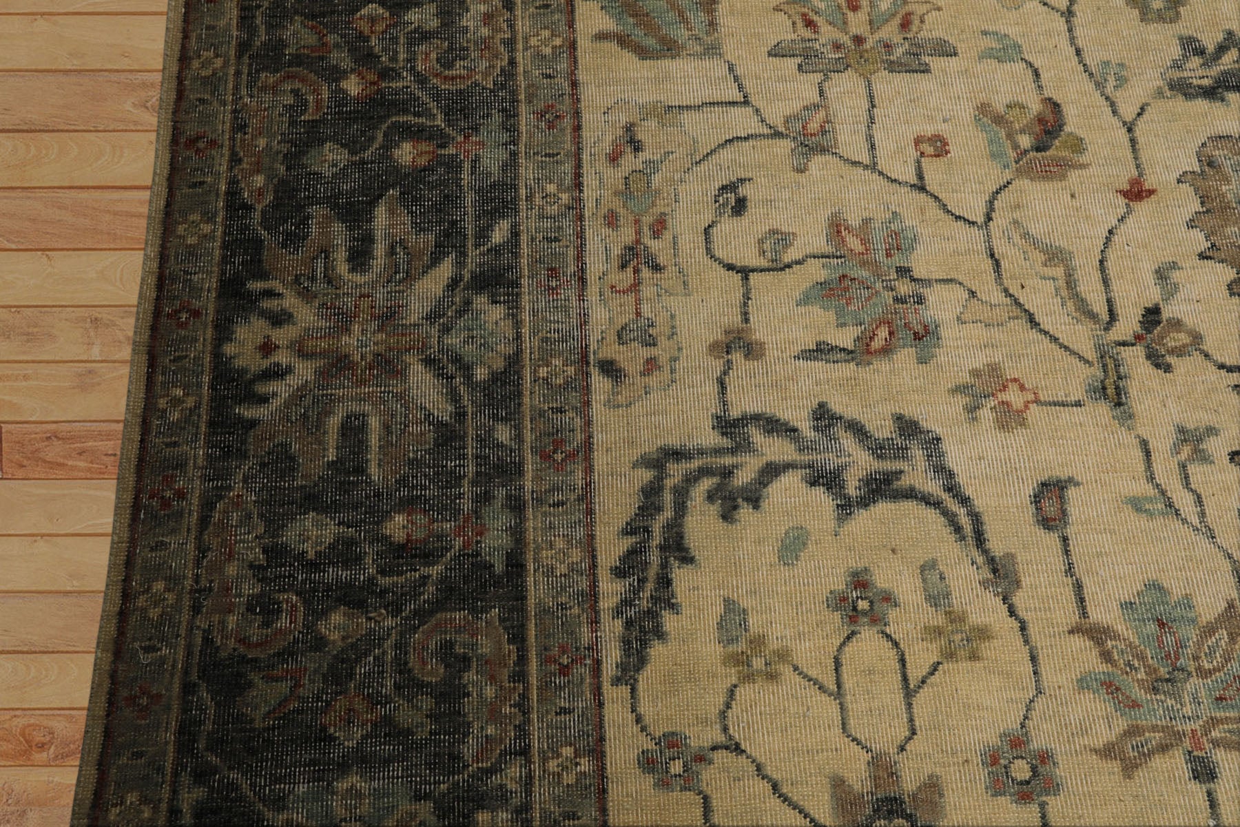 9x12 Beige, Gray, Aqua Color Hand Knotted  Wool Transitional Oriental Rug