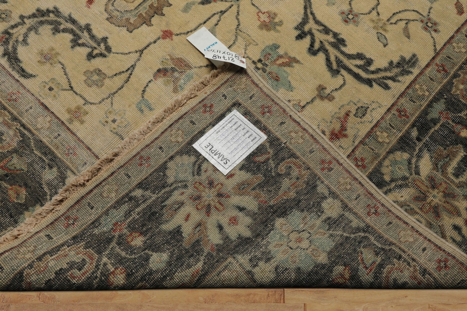 9x12 Beige, Gray, Aqua Color Hand Knotted  Wool Transitional Oriental Rug