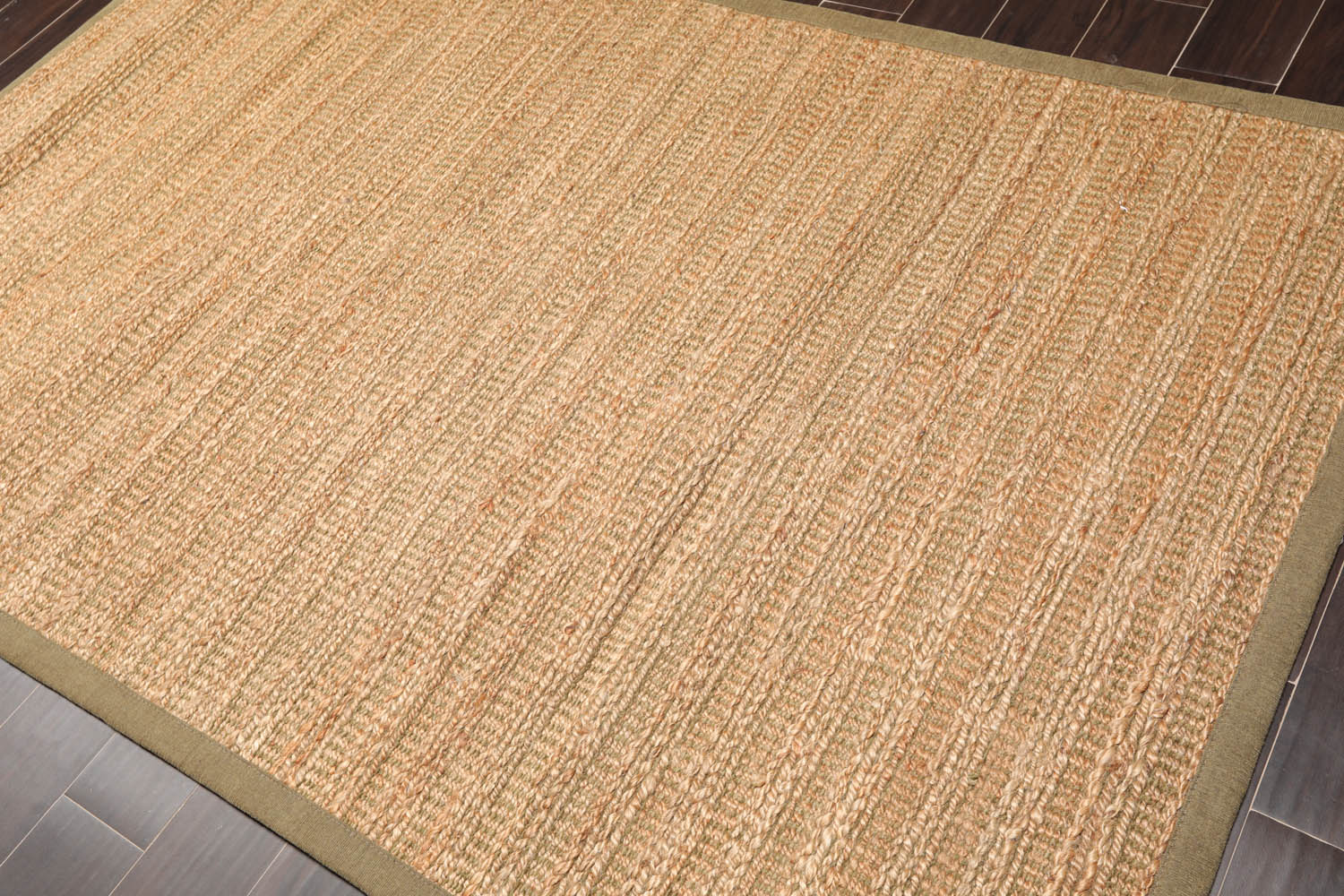 5x8 Tan, Green, Color Hand Knotted All-Over Jute & Rayon||Jute Traditional Oriental Rug