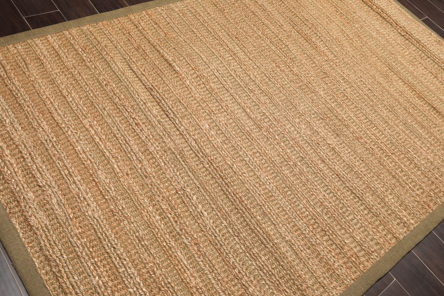 5x8 Tan, Green, Color Hand Knotted All-Over Jute & Rayon||Jute Traditional Oriental Rug