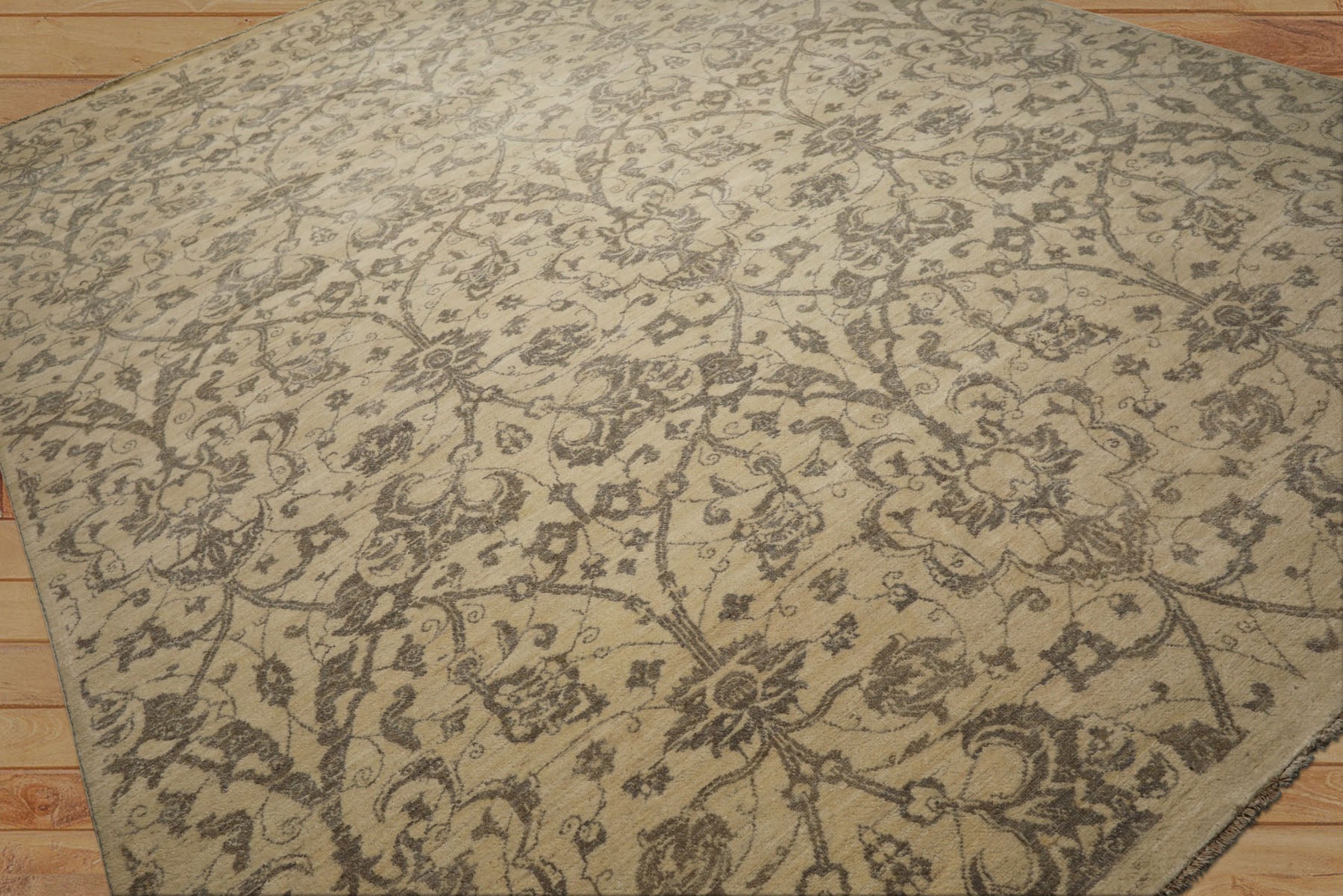 9x12 Beige, Brown, Color Hand Knotted Peshawar Wool Transitional Oriental Rug