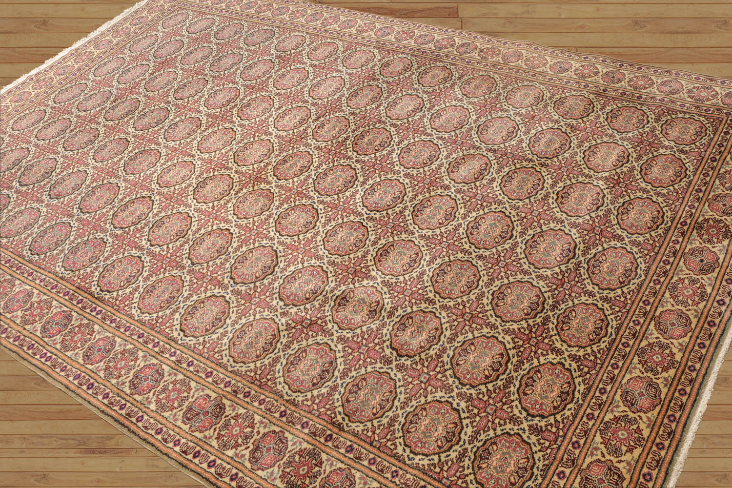 6x9 Beige, Rust, Chocolate Color Hand Knotted All-Over 100% Wool Traditional-Persian/Oriental Oriental Rug