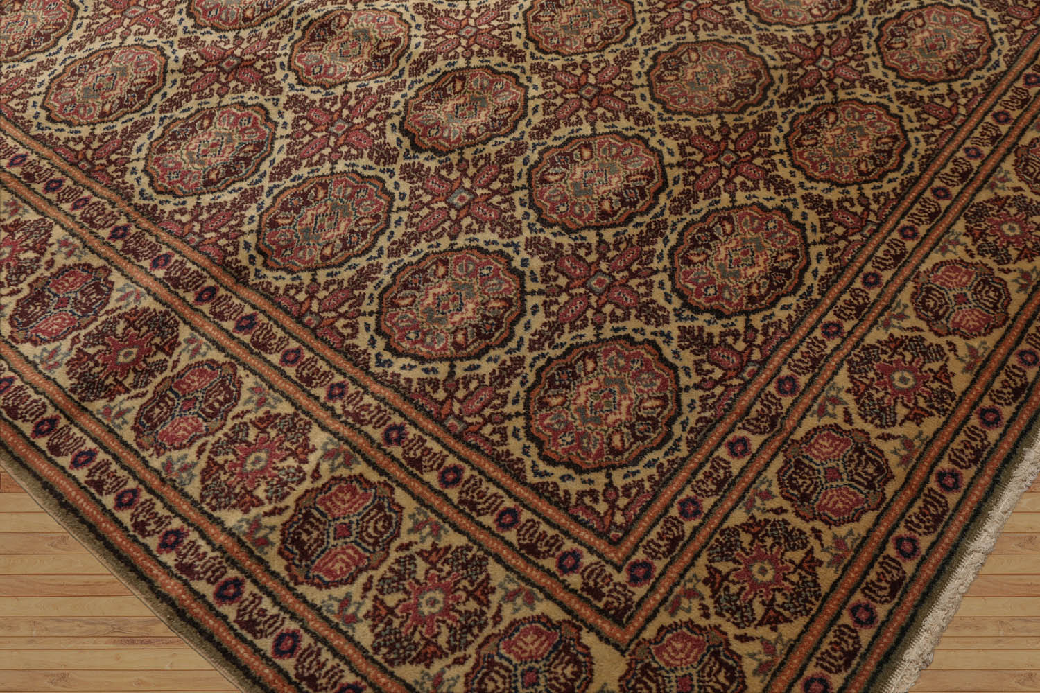 6x9 Beige, Rust, Chocolate Color Hand Knotted All-Over 100% Wool Traditional-Persian/Oriental Oriental Rug