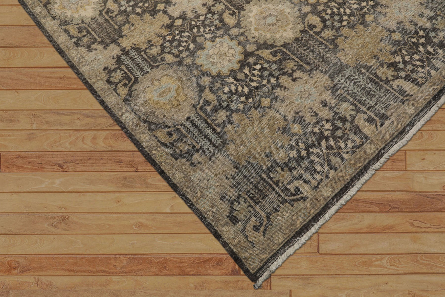 9x12 Gray, Beige, Tan Color Hand Knotted  Wool Transitional Oriental Rug