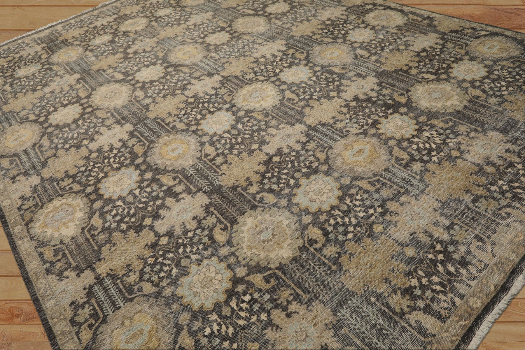 9x12 Gray, Beige, Tan Color Hand Knotted  Wool Transitional Oriental Rug