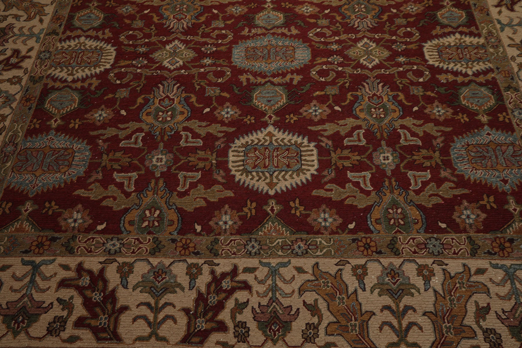 9x12 Rust, Beige, Sage Color Hand Knotted Soumak Flatweave Wool Traditional Oriental Rug